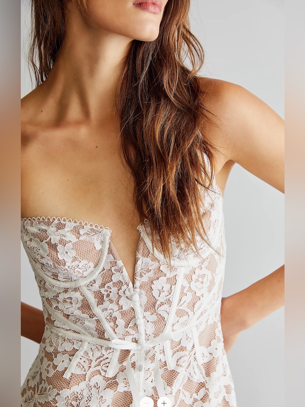 NWT For Love & Lemons Jillian Mini Dress Ivory White Lace Bustier, size small - Picture 3 of 10